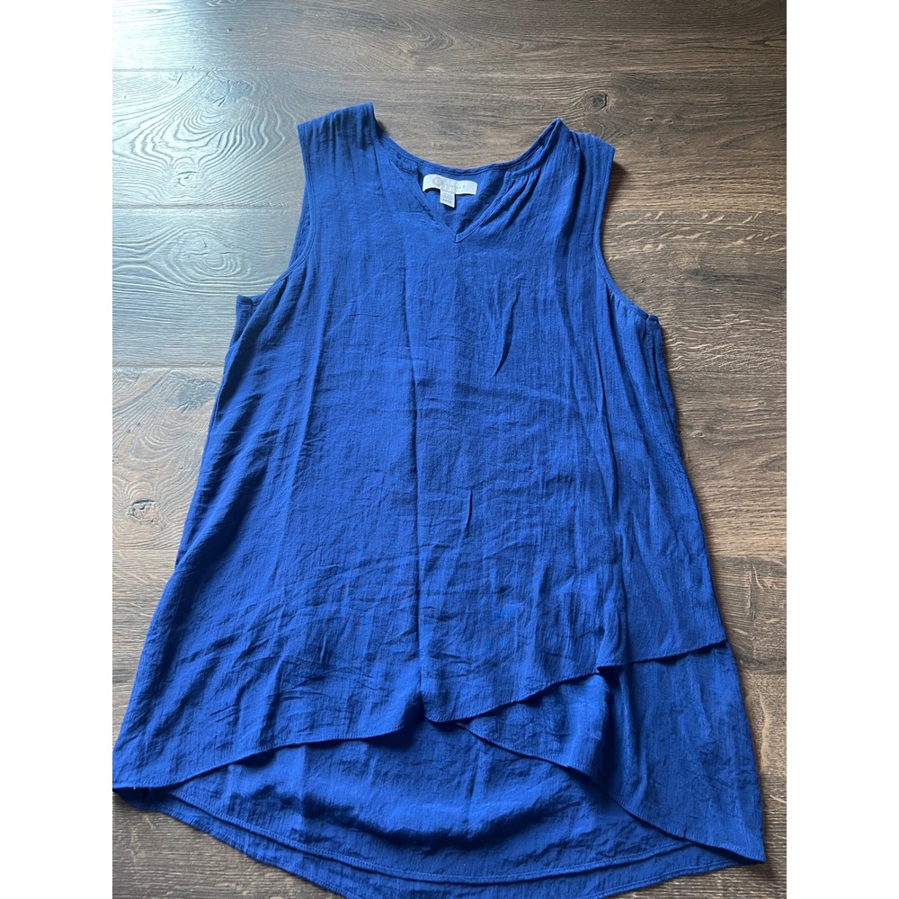 Cristina B Royal Blue Sleeveless Layered High Low‎ Tunic Top Womens Medium